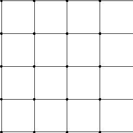 \begin{picture}(60,61)
\matrixput(0,0)(15,0){4}(0,15){5}{\line(1,0){15}}
\matrixput(0,0)(15,0){4}(0,15){4}{\line(0,1){15}}
\end{picture}