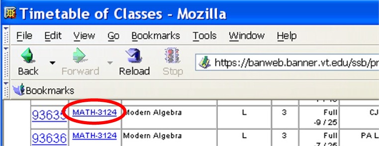 Sample Course Listing